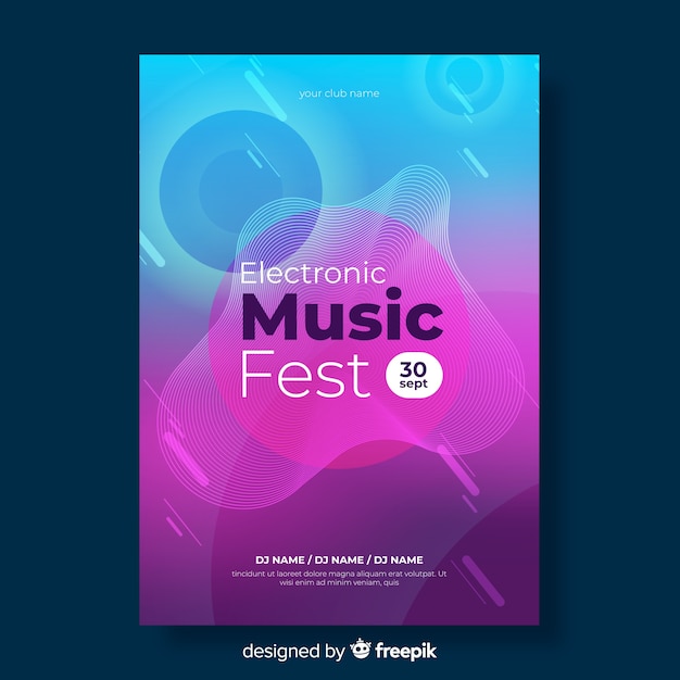 Vettore gratuito poster di musica elettronica colorato sfumato