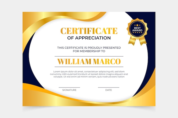 Gradient colored elegant certificate