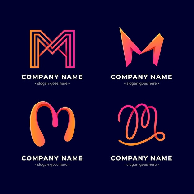 Gradient colored m logos set