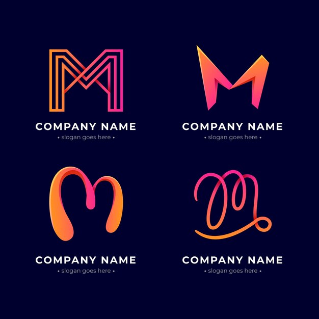 Gradient colored m logos set