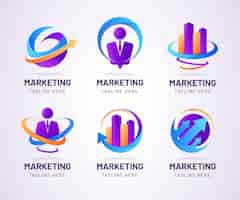 Free vector gradient colored marketing logo set