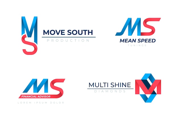 Free vector gradient colored ms logos pack