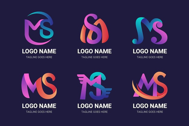 Gradient colored ms logos set