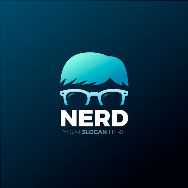 Vettore gratuito modello di logo nerd colorato sfumato