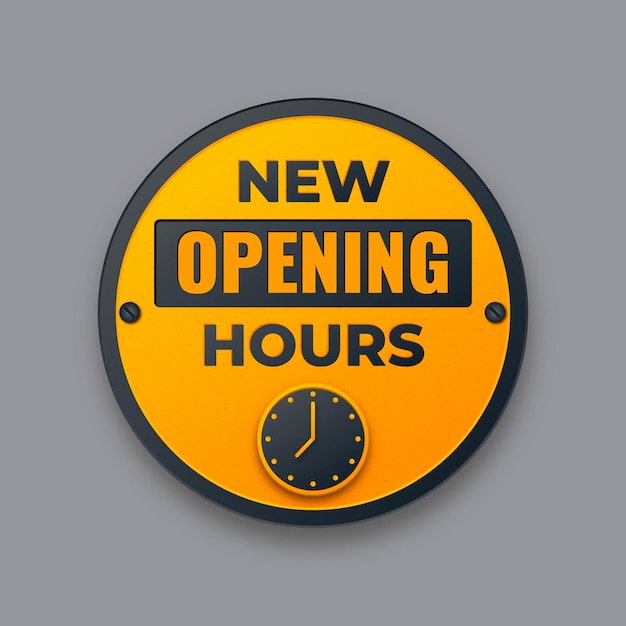 Gradient colored new opening hours sign