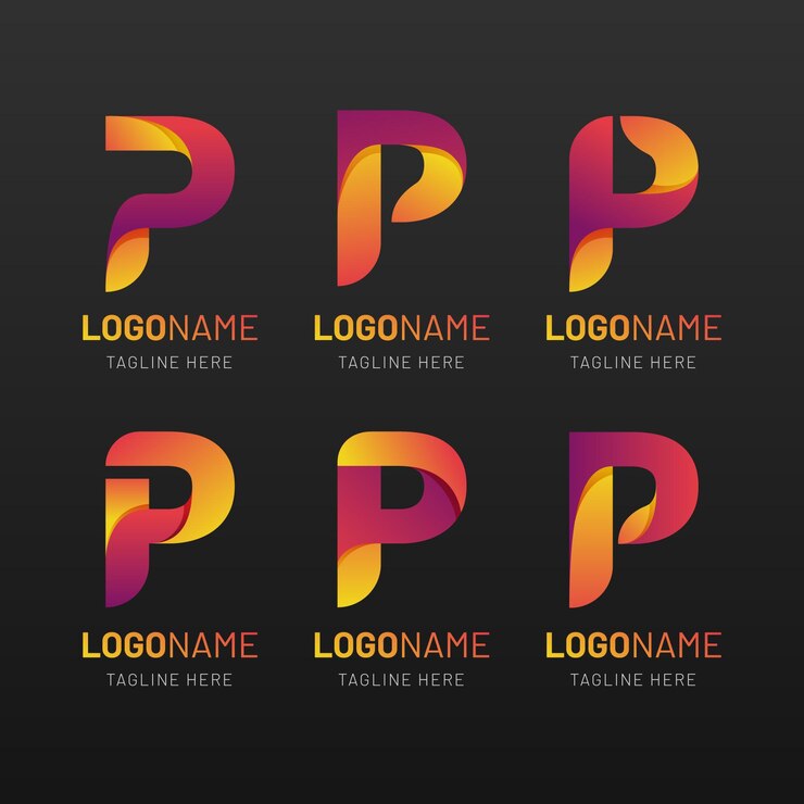Free Vector gradient colored p logos set