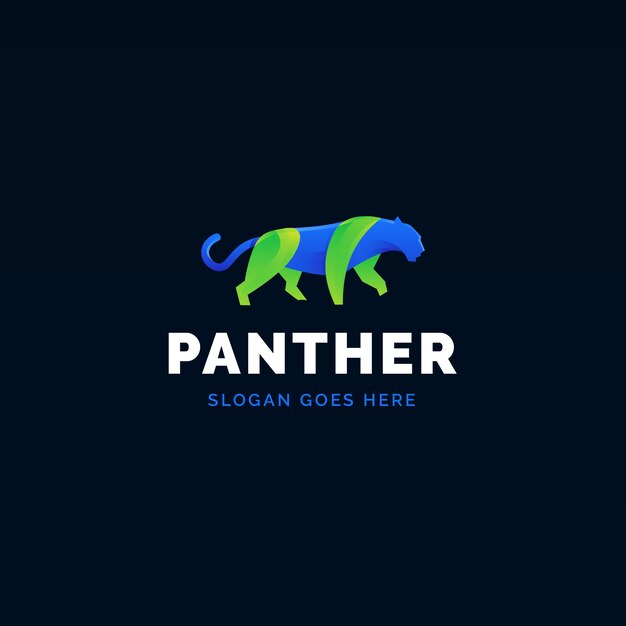 Шаблон логотипа градиентной цветной пантеры