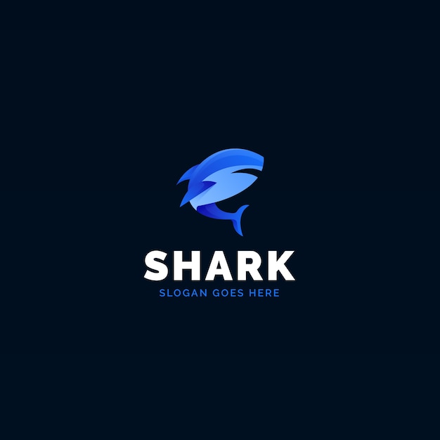 グラデーション色のサメのロゴのテンプレート