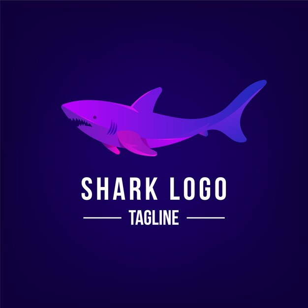 Gradient colored shark logo template