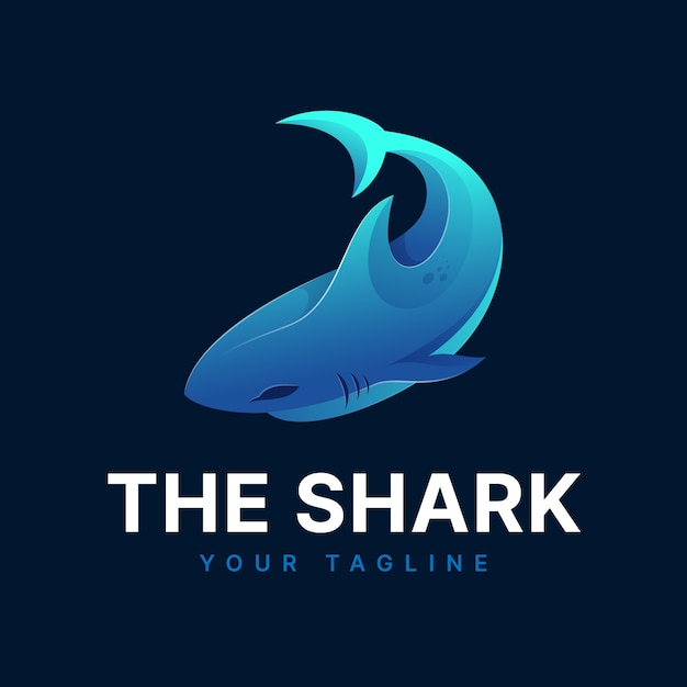 グラデーション色のサメのロゴのテンプレート