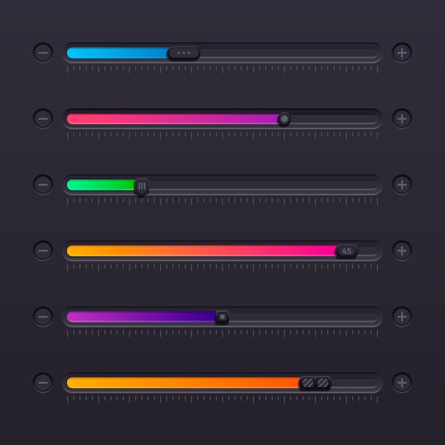 Коллекция градиентных ползунков