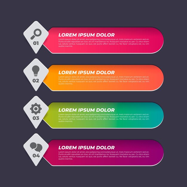 Цветной градиент инфографики шаблон содержания