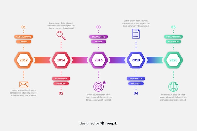 Градиент цветной временной шкалы инфографики