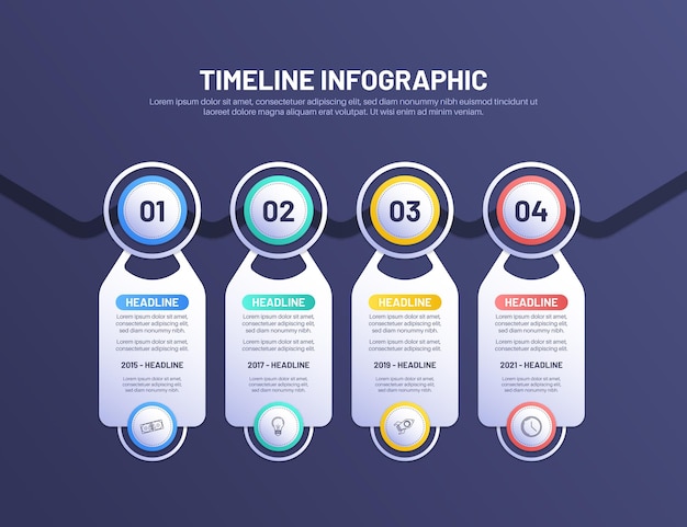 그라데이션 컬러 타임 라인 인포 그래픽
