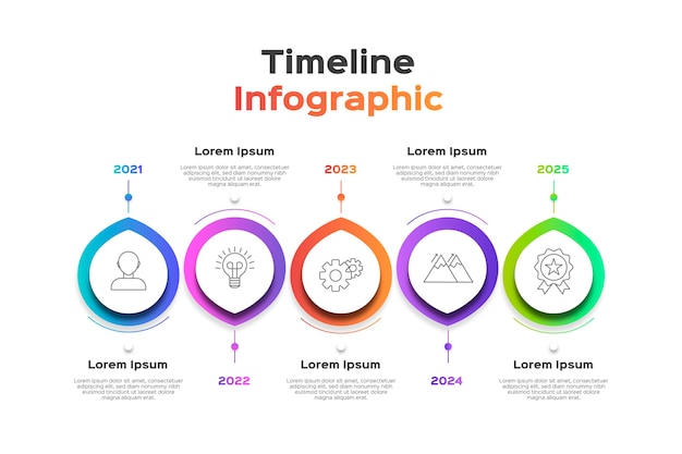 Gradient colored timeline infographic