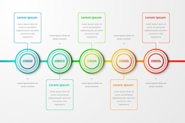 Gradient colored timeline infographic