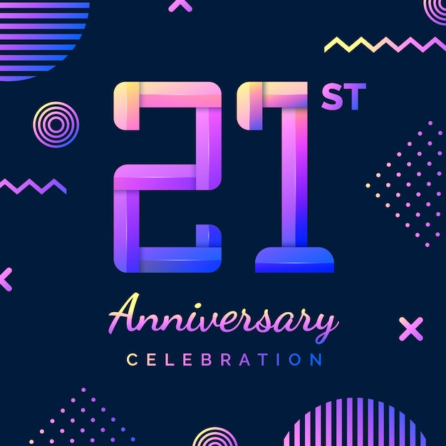 Gradient colored twenty one anniversary background