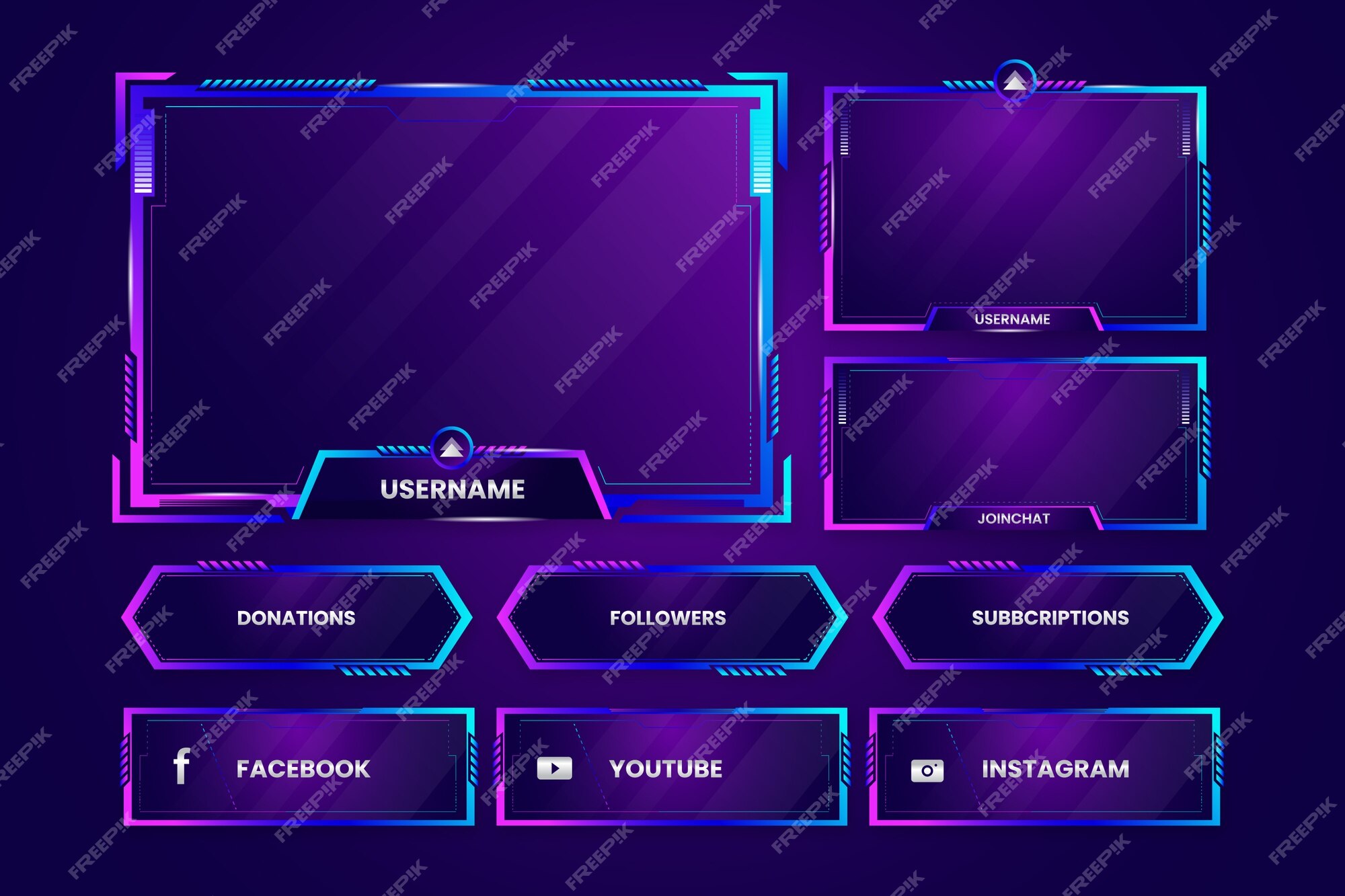 Free Vector  Gradient twitch panels