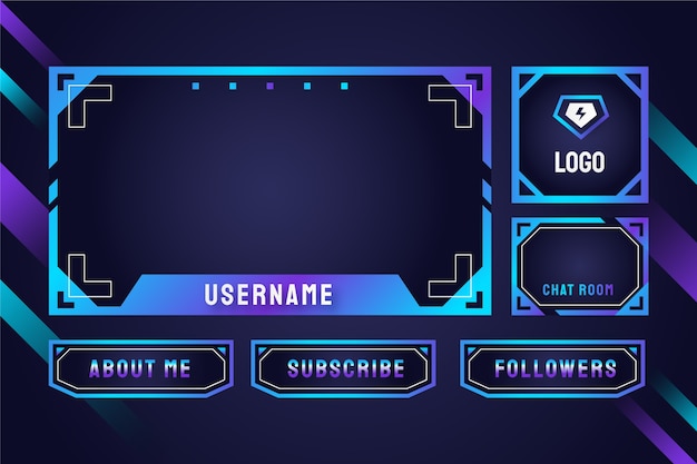 Free vector gradient colored twitch panels pack