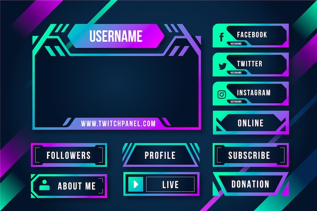 Gradient colored twitch panels pack