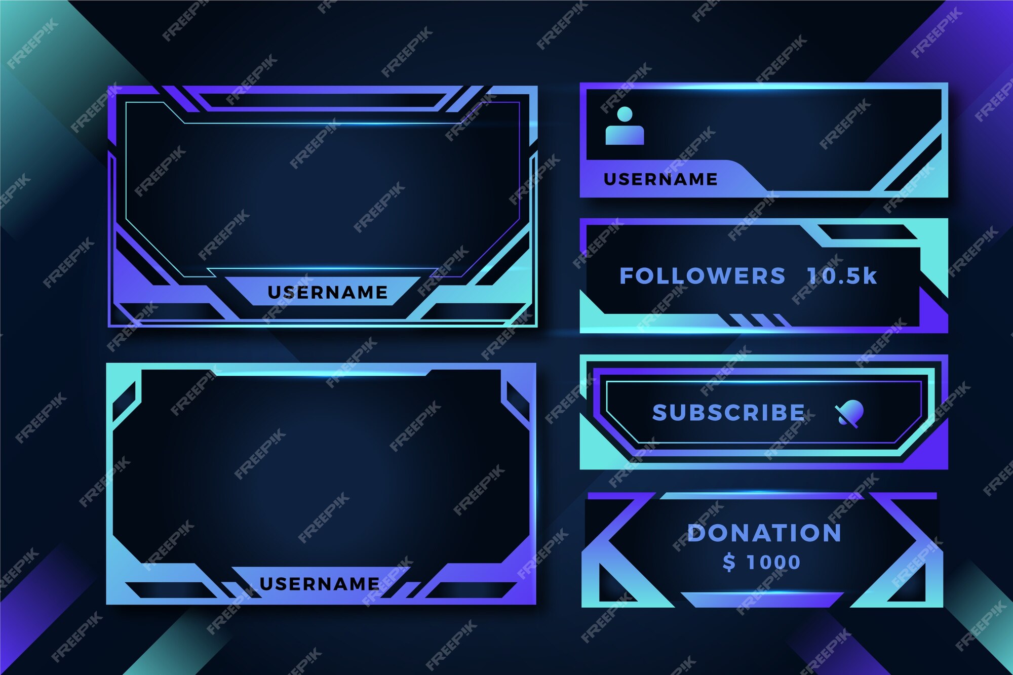 Free Vector  Gradient twitch panels