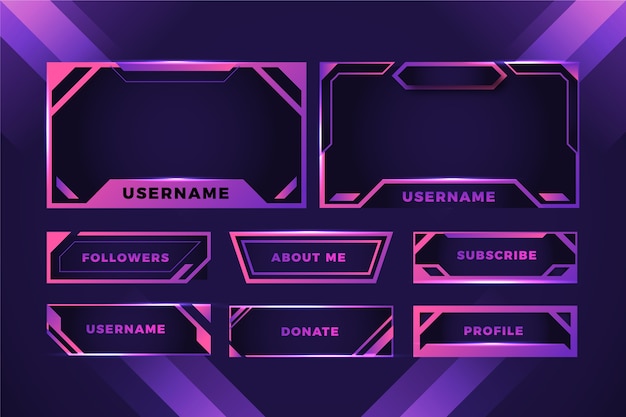 Free vector gradient colored twitch panels pack