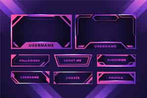 Free vector gradient colored twitch panels pack