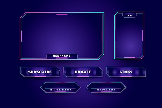 Free vector gradient colored twitch panels pack