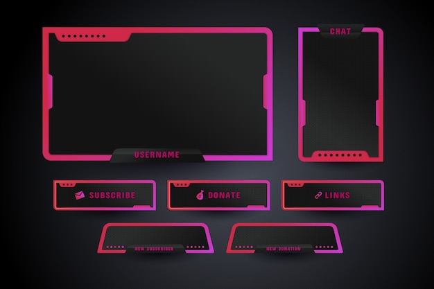 Free vector gradient colored twitch panels pack