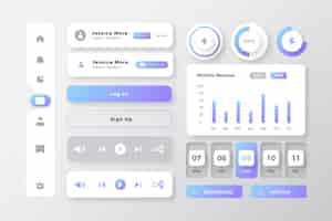 Free vector gradient colored ui kit collection
