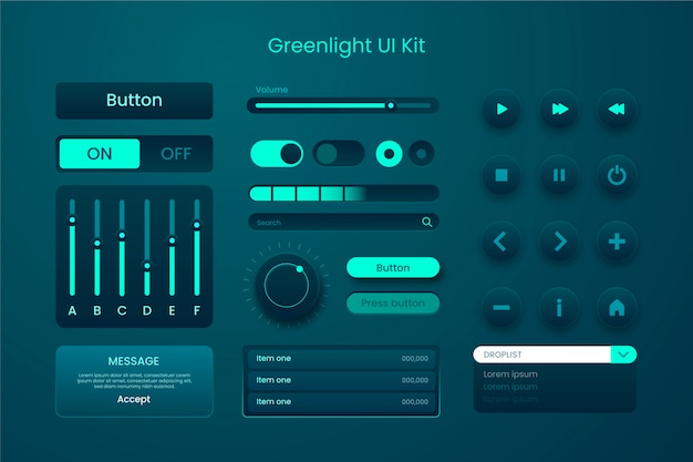 Free vector gradient colored ui kit collection