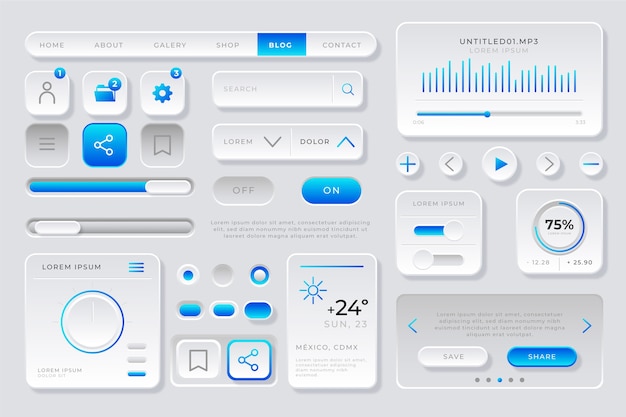 Collezione di kit ui colorati sfumati