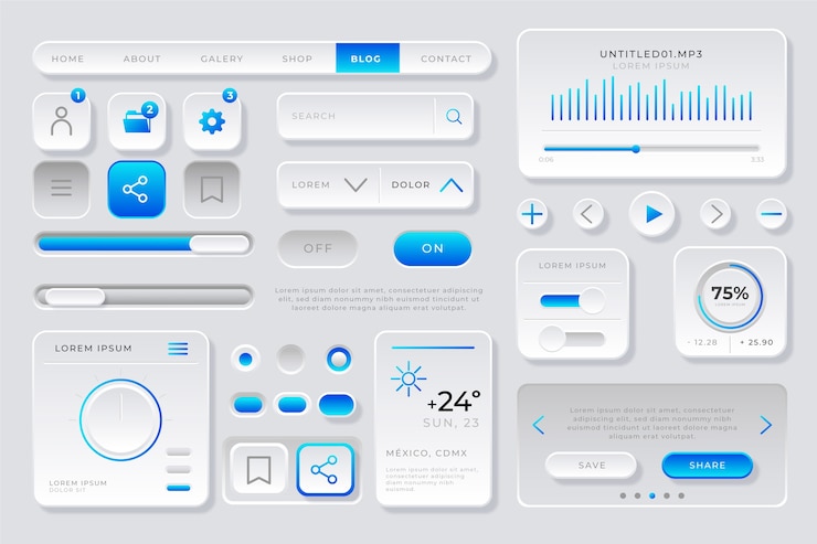 Бесплатный Вектор градиентная коллекция цветных ui-китов