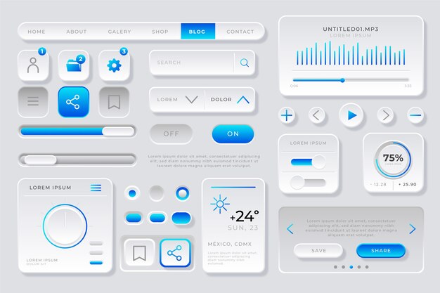 Gradient colored ui kit collection