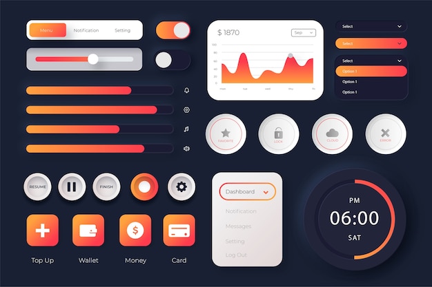 Gradient colored ui kit pack