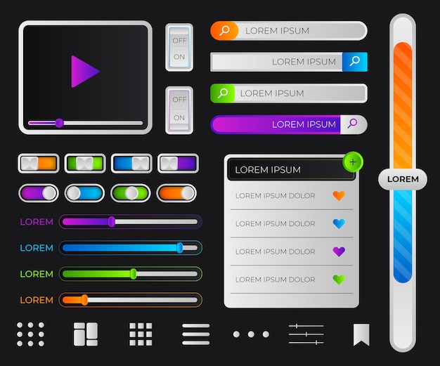 Gradient colored ui kit pack