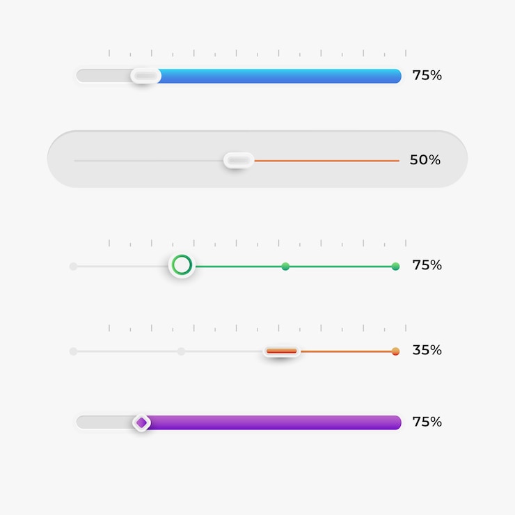 Free Vector gradient colored ui sliders collection