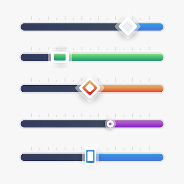 Free vector gradient colored ui sliders collection