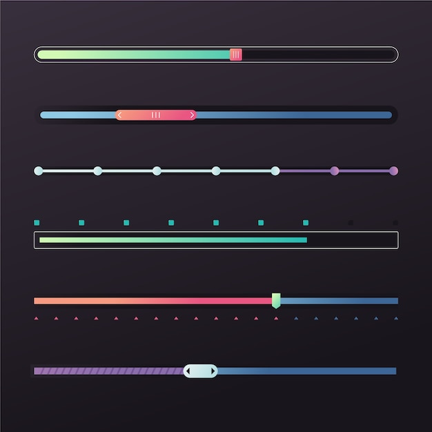 Free vector gradient colored ui sliders collection