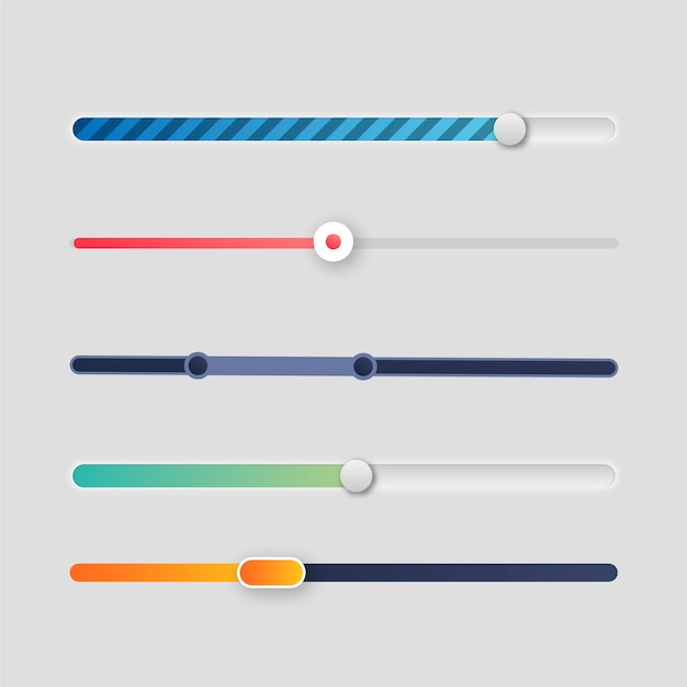 Free vector gradient colored ui sliders collection