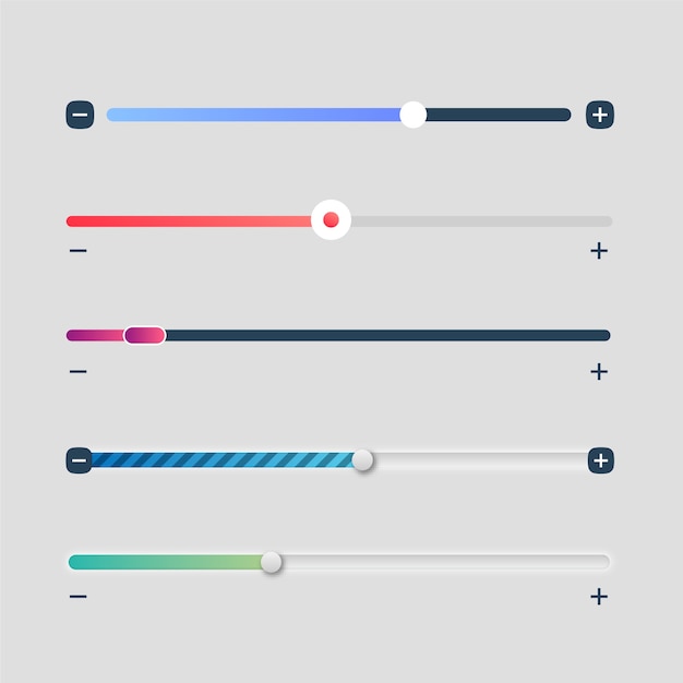 Free vector gradient colored ui sliders collection