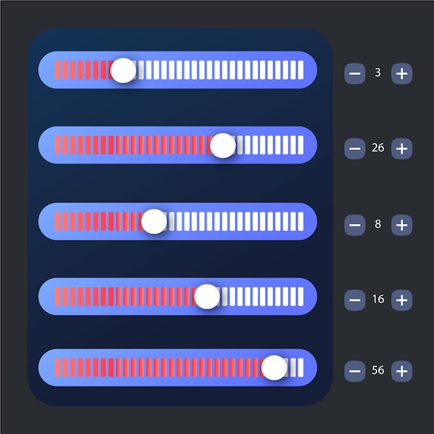 Free Vector gradient colored ui sliders collection