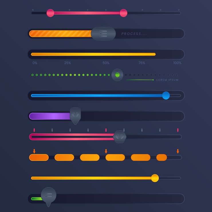 Free Vector gradient colored ui sliders collection