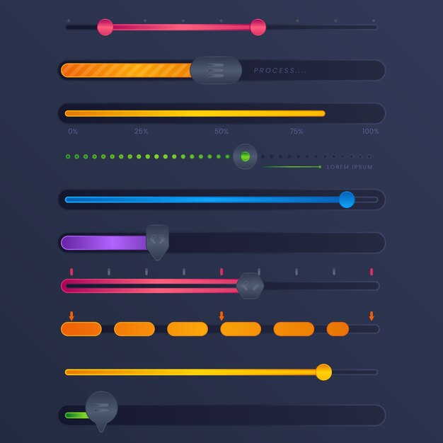gradient colored ui sliders collection