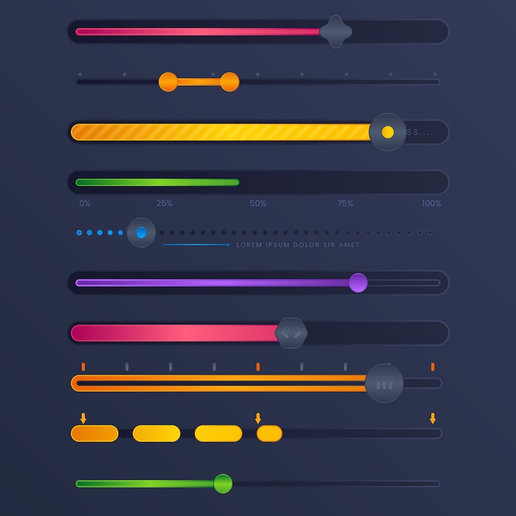 Free Vector gradient colored ui sliders collection
