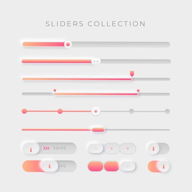 Free vector gradient colored ui sliders collection