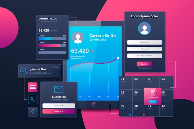 Бесплатное векторное изображение Цветной градиент ui ux фон