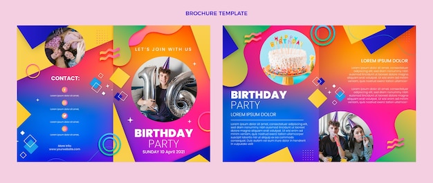 Free vector gradient colorful birthday brochure