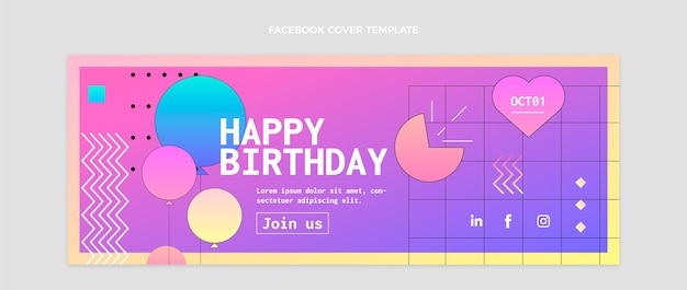 Градиентная красочная обложка facebook для дня рождения
