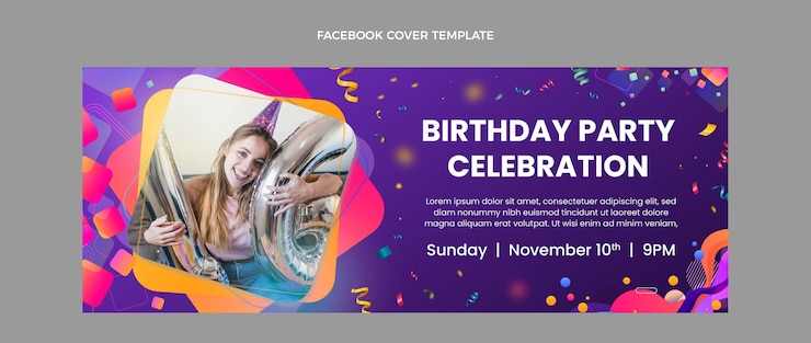 मुफ़्त वेक्टर gradient colorful birthday facebook cover